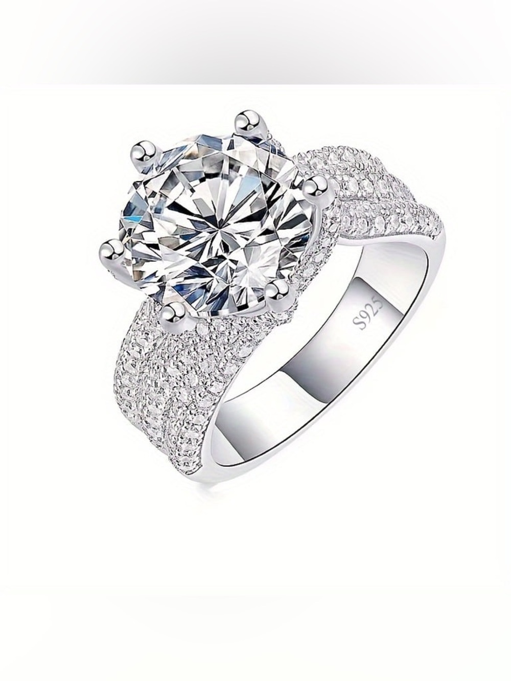 925 Sterling Silver 5CT Moissanite inspired Eternity Band Ring – Super Shiny Lux